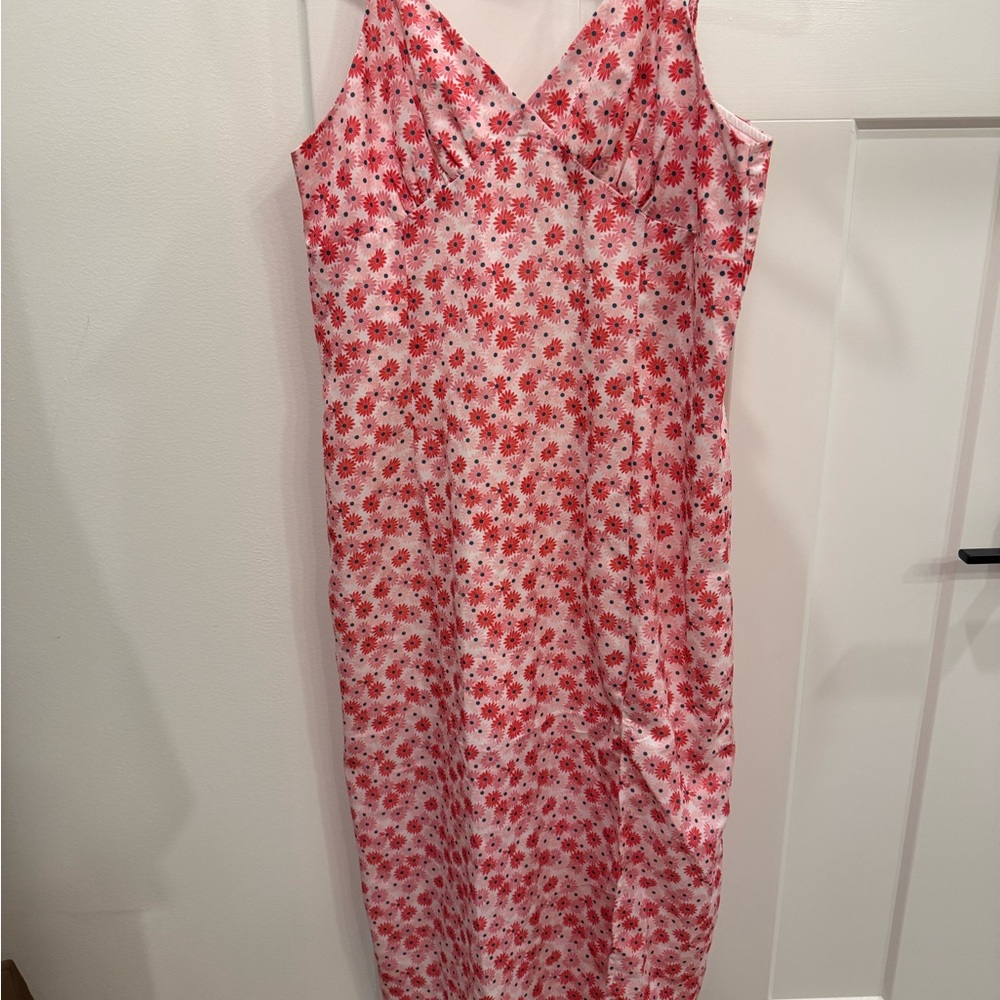 Floral Pink and Red Sleeveless Dress